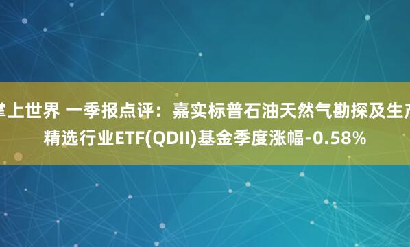 掌上世界 一季报点评：嘉实标普石油天然气勘探及生产精选行业ETF(QDII)基金季度涨幅-0.58%