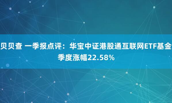 贝贝查 一季报点评：华宝中证港股通互联网ETF基金季度涨幅22.58%