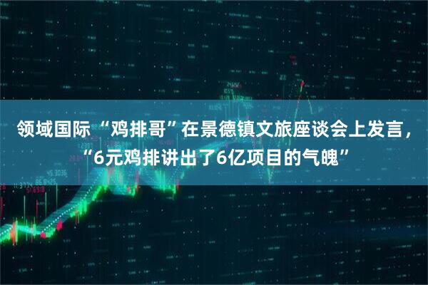 领域国际 “鸡排哥”在景德镇文旅座谈会上发言，“6元鸡排讲出了6亿项目的气魄”