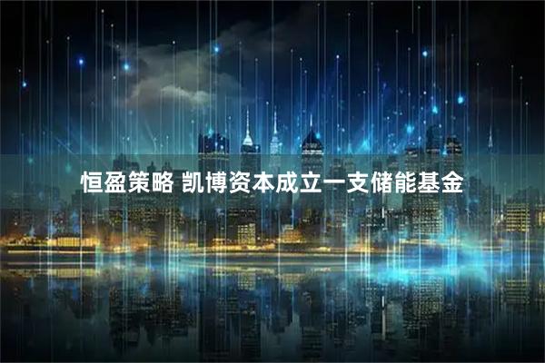 恒盈策略 凯博资本成立一支储能基金