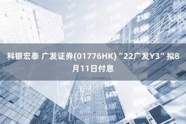 科银宏泰 广发证券(01776HK)“22广发Y3”拟8月11日付息